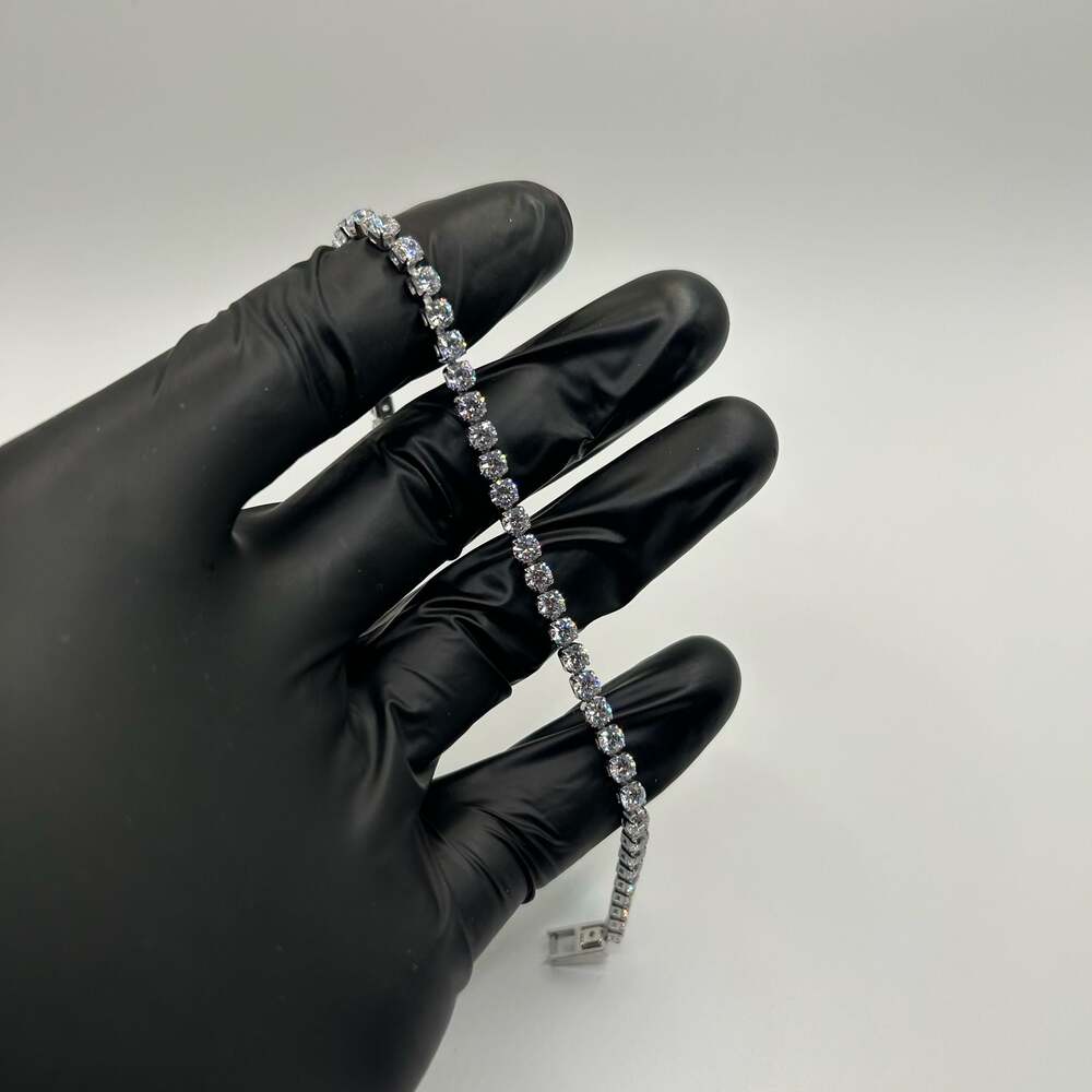 Moissanite Silver Tennis Bracelet Miami Iced Out VVS1 4mm 7.5 Inch New No Pass